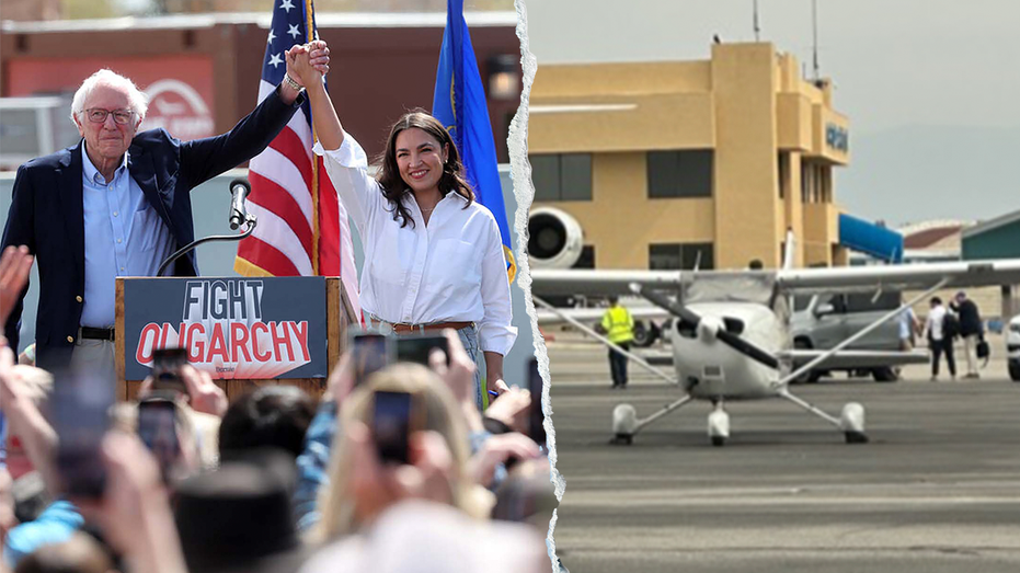 ‘Champagne socialists’ Sanders and AOC spotted boarding private jet on ‘Fighting Oligarchy’ tour