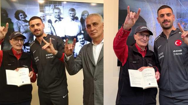 A Milli Takım’dan Prof. Dr. Aziz Sancar’a ziyaret! Bozkurt işaretli poz dikkat çekti