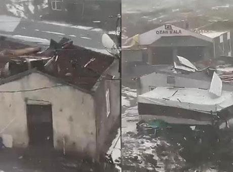 Çıldır’da şiddetli dolu ve fırtına: 20’den fazla evin çatısı uçtu