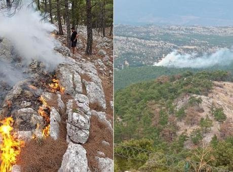 Mersin’de korkutan orman yangını! Yıldırım düşen bölge alevlere teslim oldu