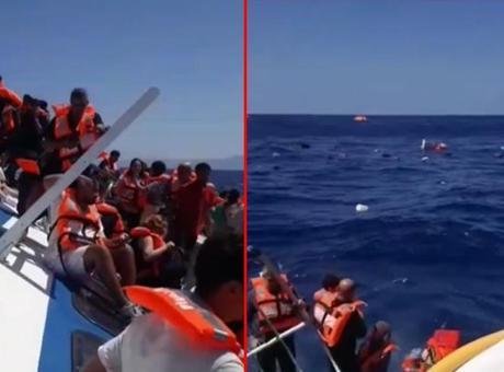 Girne’de dehşet anları! Alabora olan gemiden görüntüler: Batıyoruz, her şey gitti