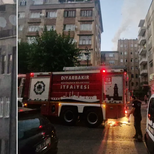 Diyarbakır’da yedi katlı binanın çatı katında yangın