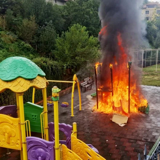 Zonguldak’ta ‘üşüdüklerini’ iddia eden çocuklar kaydırağı ateşe verdi: Ekiplerin müdahalesiyle söndürüldü