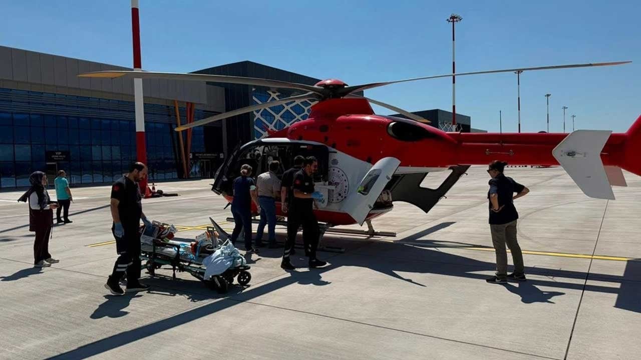 Tedavi gören 4 aylık bebek ambulans helikopterle İstanbul’a sevk edildi