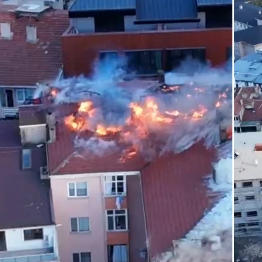 Kocaeli’de apartmanın çatısı yandı