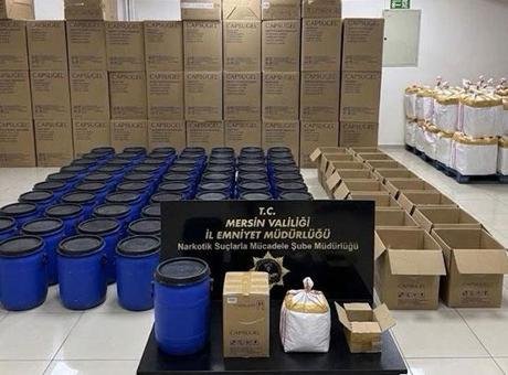 Mersin’de operasyon: Depoda 1 ton 250 kilogram sentetik uyuşturucu ham maddesi bulundu