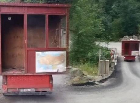 Karadenizliye imkansız de, otur izle: Konteyneri köye çıkardı