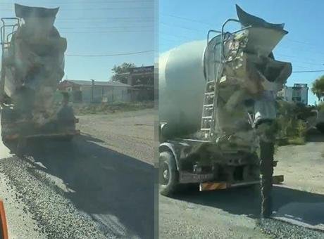 Hem gitti hem döktü… Beton mikserini gören telefona sarıldı