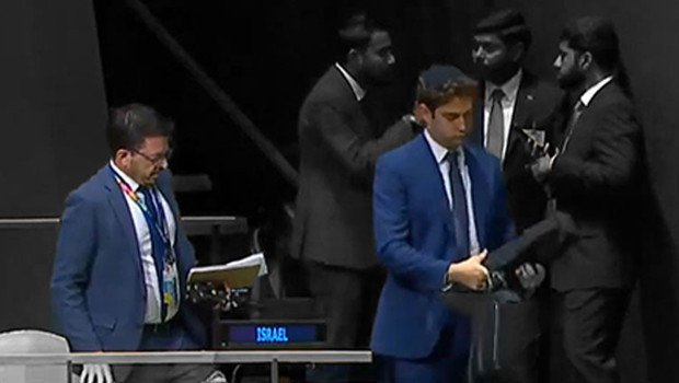 Gerçekleri duymayı hazmedemediler! Cumhurbaşkanı Erdoğan’ın konuşması İsrail heyetini kaçırdı