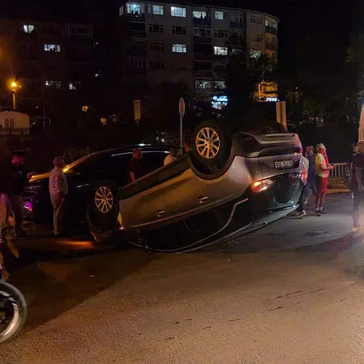 Zonguldak’ta kontrolden çıkan otomobil takla attı