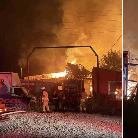 Düzce’de kapı fabrikasında yangın
