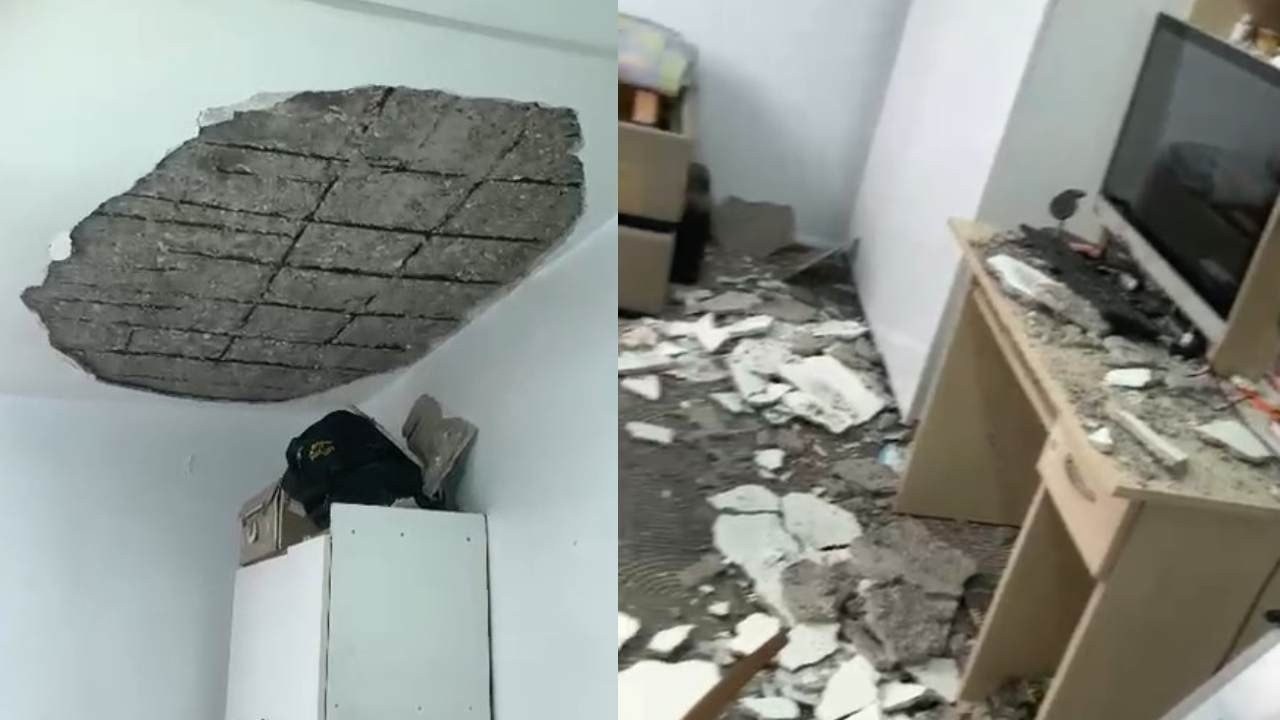 Deprem Gaziantep’te hasara yol açtı: Evin tavanı çöktü