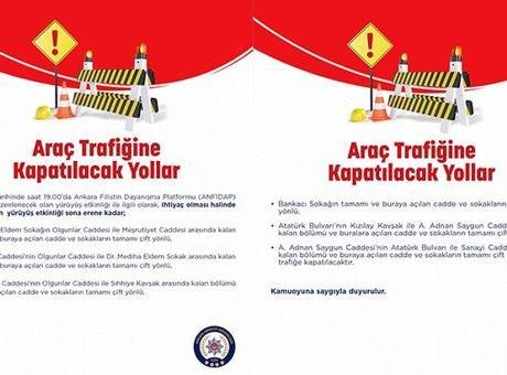 Ankara’da bazı yollar araç trafiğine kapatılacak: İşte saat saat trafiğe kapalı caddeler