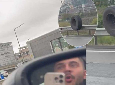 Kuzey Marmara’da TIR’dan fırlayan lastik korku saçtı