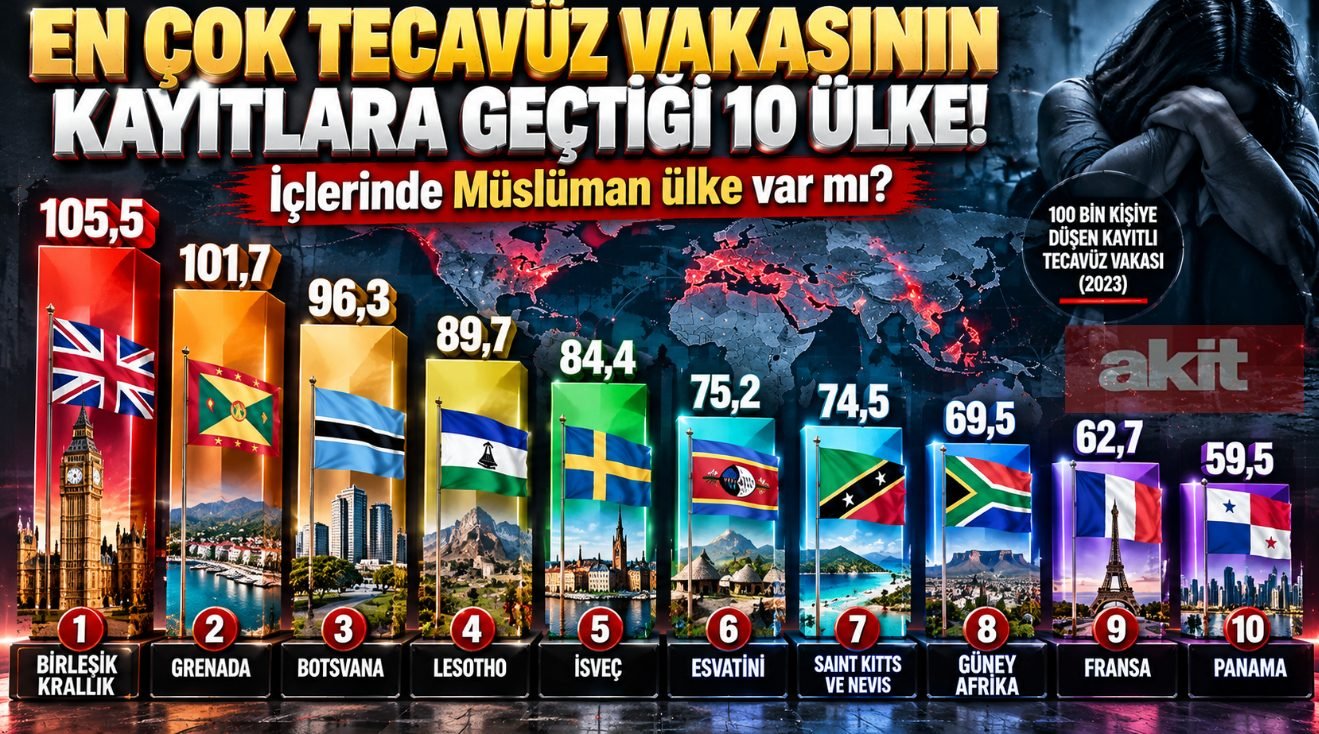 En çok tecavüz vakasının kayıtlara geçtiği 10 ülke! İçlerinde Müslüman ülke var mı?