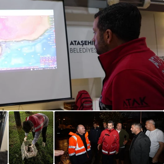 Ataşehir Belediyesi ekipleri yoğun yağışa karşı sahada