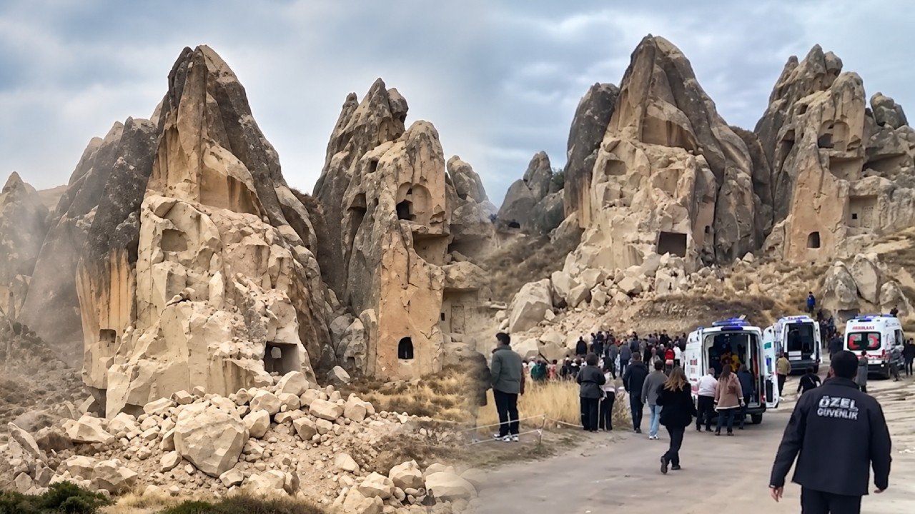 Kapadokya’da peribacası çöktü: Yaralılar var